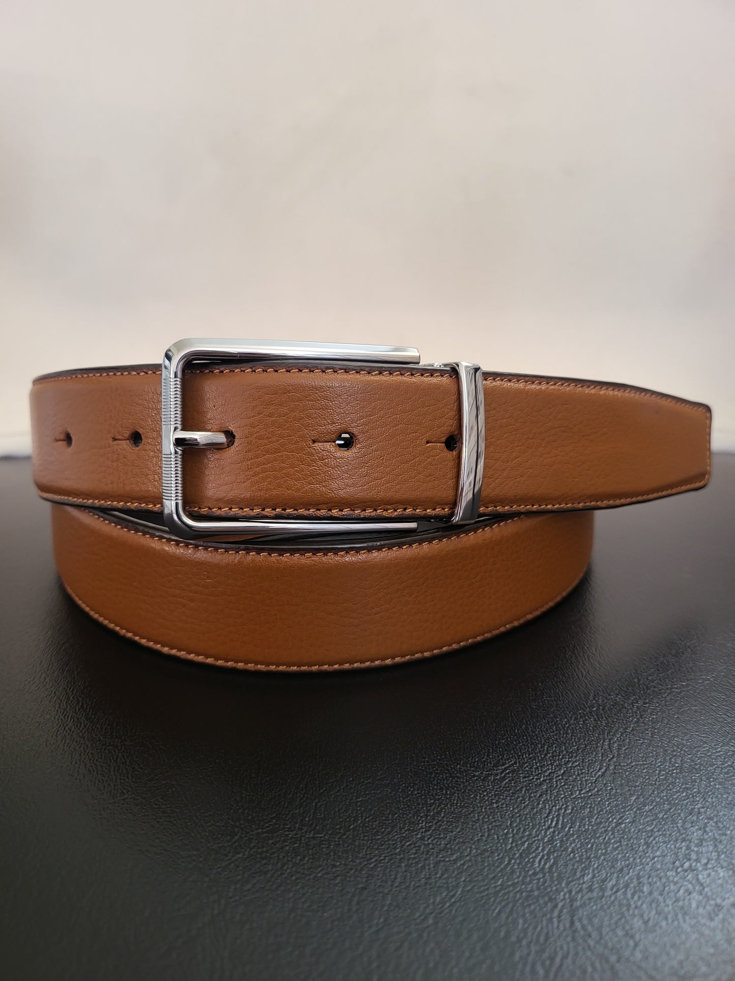 OHM New York Grained Leather Men's Light Brown Belts