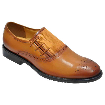 OHM New York Three Punched Laced Brogue Tip Scrumbled Leather Shoes