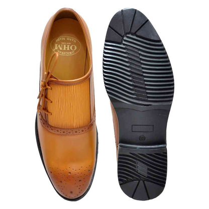 OHM New York Three Punched Laced Brogue Tip Scrumbled Leather Shoes