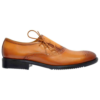 OHM New York Three Punched Laced Brogue Tip Scrumbled Leather Shoes