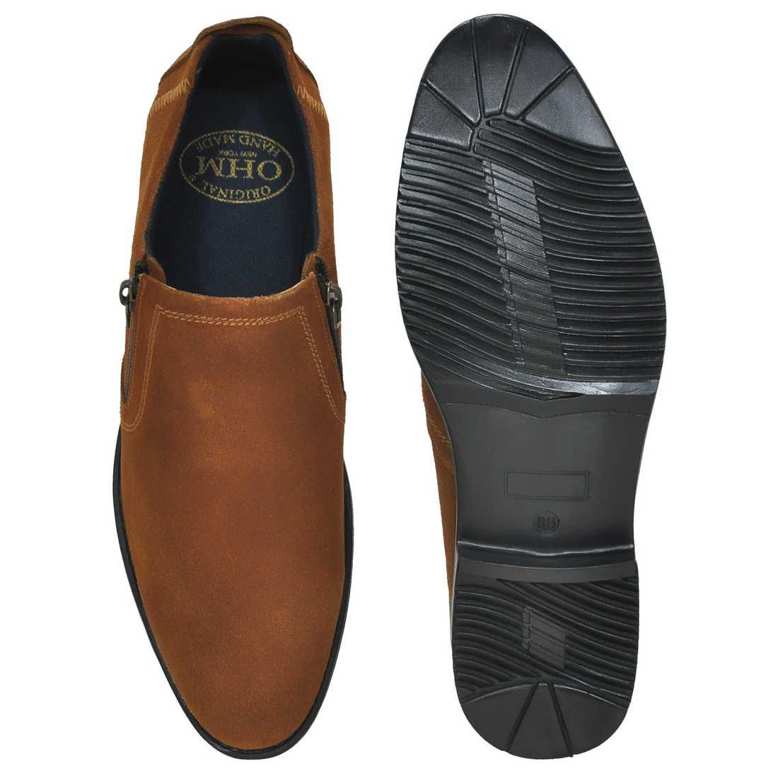 Plain Toe Stylish Suede Slip-On Shoes for Evening Style